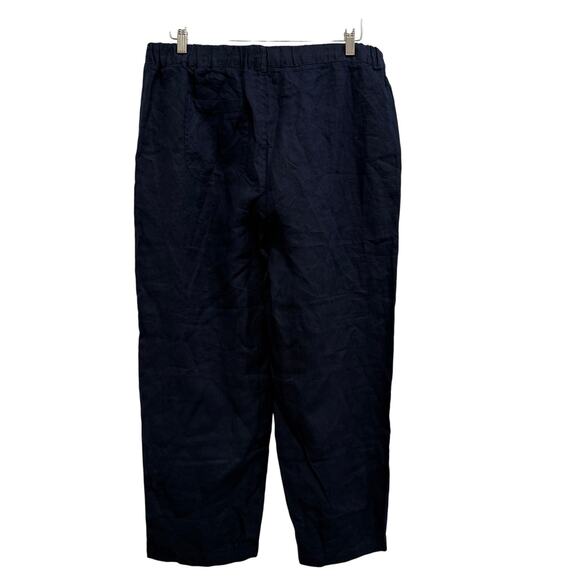 NWT Quince Women’s Large Navy Linen Pants Lightweight Summer Minimalist - Picture 2 of 9